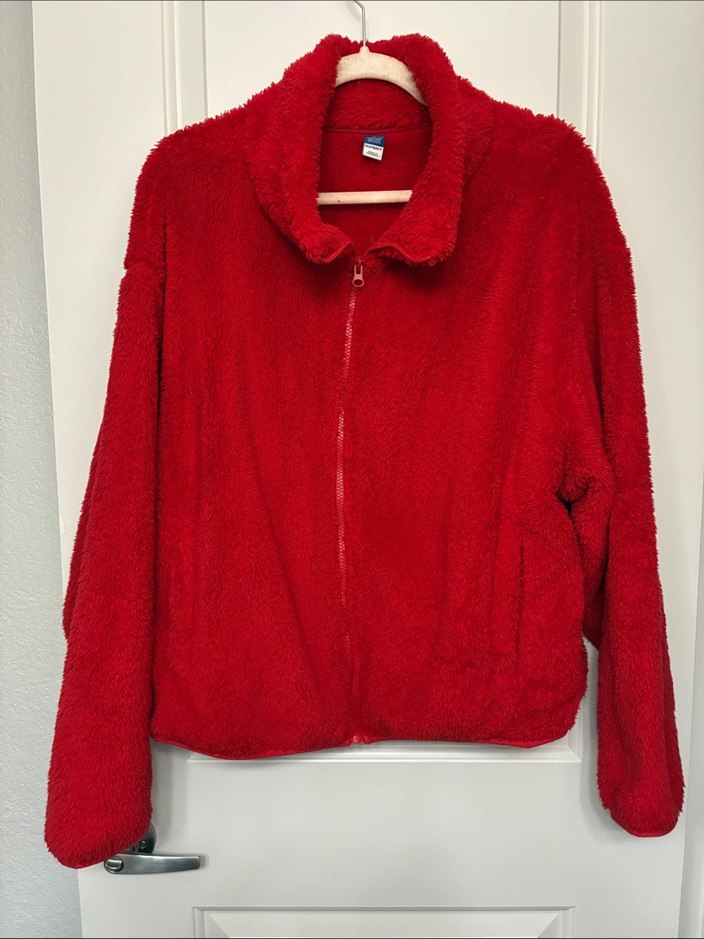 Old Navy Women's Plush Red Full-Zip Teddy Jacket